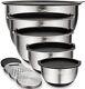 Mixing Bowls Set Of 5 Stainless Steel Nesting With Airtight Lids 3 Grater