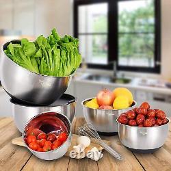 Mixing Bowls Set of 5 Stainless Steel Nesting with Airtight Lids 3 Grater