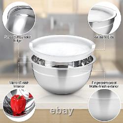 Mixing Bowls Set of 7, AIKIW Stainless Steel Mixing Bowls with Lids, Size 7,3.5