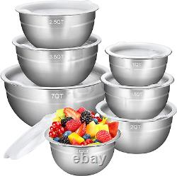 Mixing Bowls Set of 7, AIKIW Stainless Steel Mixing Bowls with Lids, Size 7,3.5