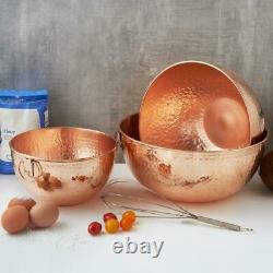 Mixing Bowls Solid Copper Stone Hammered Set Of 3 Kitchen Cooking Rust
