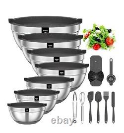 Mixing Bowls with Airtight Lids, 20 pieces Stainless Steel Metal + Tools