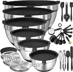 Mixing Bowls with Airtight Lids, 26Pcs Stainless Steel Bowls Set, 3 Grater Attac