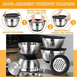 Mixing Bowls with Airtight Lids, 26Pcs Stainless Steel Bowls Set, 3 Grater Attac