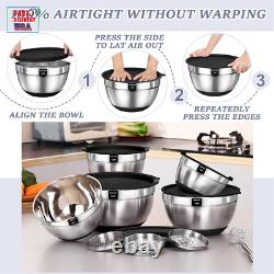 Mixing Bowls with Airtight Lids, 8PCS Stainless Steel Nesting Mixing Bowls Set