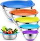 Mixing Bowls With Airtight Lids & Colander, 6pcs Colorful Stainless Steel Metal