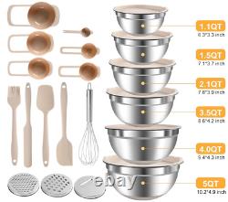 Mixing Bowls with Airtight Lids Set 20PCS Stainless Steel Kitchen Gadget Set w