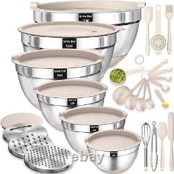 Mixing Bowls with Airtight Lids Set 26PC Stainless Steel with Grater Attachments