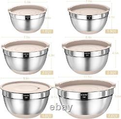 Mixing Bowls with Airtight Lids Set 26PC Stainless Steel with Grater Attachments