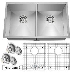 Modern Stainless Steel Double Bowl 16g Undermount Kitchen Sink