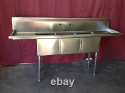 NEW 3 Compartment Sink 14 X 10 NSF Bowls Stainless Steel Commercial #2077 Basin