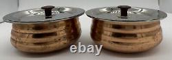 NIRAV Stainless Steel Lids SHINE Copper Dish Serving Bowls Set of 2 RARE