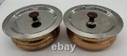 NIRAV Stainless Steel Lids SHINE Copper Dish Serving Bowls Set of 2 RARE