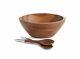 Nambe Mt1116 Eclipse Acacia Wood Salad Bowl With Servers (12.5) Brown Silver