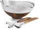 Nambe Mt1191 Pulse Collection Salad Bowl With Servers, 13.66 Inch Brown Silver