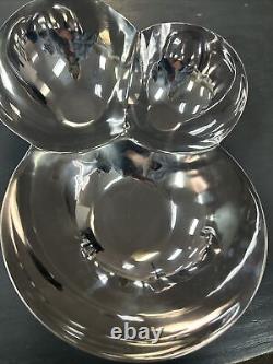 Nambe Pulse Chip & Dip Bowl 18/10 Stainless Steel Contemporary Design