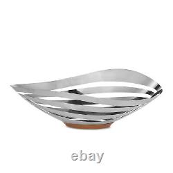 Nambe Pulse Collection Bread and Fruit Serving Bowl, Stainless Steel Silver