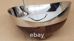 Nambe Pulse Salad Bowl With Serving Spoon And Fork New Damaged Box