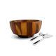 Nambe Rivet Salad Bowl With Servers Large Wooden Bowl With Serving Utensils