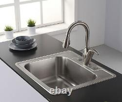 New Deep Top Mount Drop In Stainless Steel Single Bowl Kitchen Sink Variety Size