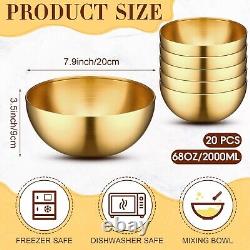 Nuogo 20 Pcs Gold Mixing Bowls Stainless Steel Bowls Gold Serving Bowls Gold