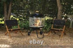 Outdoor 28 Mobile Portable Round Steel Wood Fire Pit With Convenient Wheels New