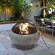 Outdoor Fire Pit Round Fireplace Concrete Wood Burning Bbq Grill Bowl Garden