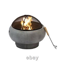 Outdoor Fire Pit Round Fireplace Concrete Wood Burning BBQ Grill Bowl Garden