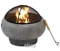 Outdoor Fire Pit Round Fireplace Concrete Wood Burning BBQ Grill Bowl Garden