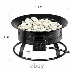 Portable Propane Outdoor Gas Fire Pit With Cover & Carry Kit 19-Inch 58,000 BTU