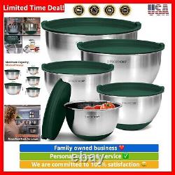 Premium 5-Piece Stainless Steel Mixing Bowls with BPA-Free Airtight Lids Green