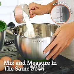 Premium 5-Piece Stainless Steel Mixing Bowls with BPA-Free Airtight Lids Green