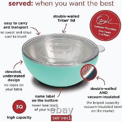 Premium Large Serving Bowl with Double-Walled Lid 100oz 3qt Keep Food Hot o