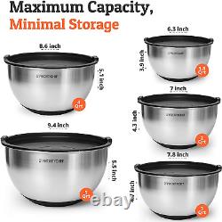 Premium Stainless Steel Mixing Bowls with Airtight Lids Thick Metal Nesting Bo