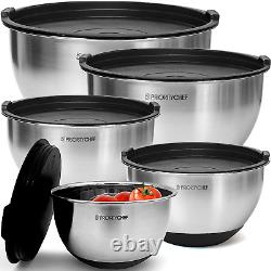 Premium Stainless Steel Mixing Bowls with Airtight Lids Thick Metal Nesting Bo