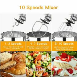 Pro Electric Food Stand Mixer 7.5QT 10 Speed 660W Kitchen Stainless Bowl Black