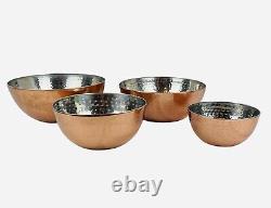 RARE Pier 1 Imports India Hammered Copper Nesting Bowl Set of 4 Stainless Steel