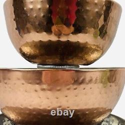 RARE Pier 1 Imports India Hammered Copper Nesting Bowl Set of 4 Stainless Steel