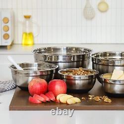 ROYDX Stainless Steel Mixing Bowl Set, 19 Piece Nesting Bowls Set with 3 Grate