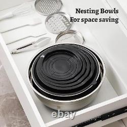 ROYDX Stainless Steel Mixing Bowl Set, 19 Piece Nesting Bowls Set with 3 Grate