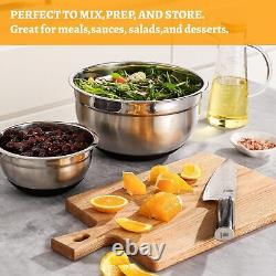 ROYDX Stainless Steel Mixing Bowl Set, 19 Piece Nesting Bowls Set with 3 Grate