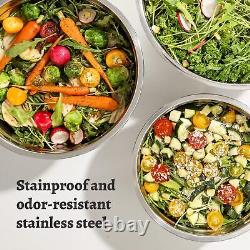 ROYDX Stainless Steel Mixing Bowl Set, 19 Piece Nesting Bowls Set with 3 Grate