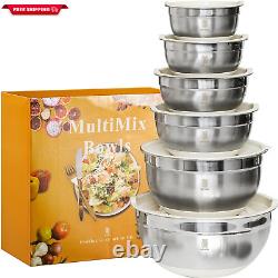 ROYDX Stainless Steel Mixing Bowl Set, 19 Piece Nesting Bowls Set with 3 Grater A