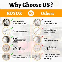 ROYDX Stainless Steel Mixing Bowl Set, 19 Piece Nesting Bowls Set with 3 Grater A