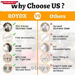 ROYDX Stainless Steel Mixing Bowl Set, 19 Piece Nesting Bowls Set with 3 Grater A