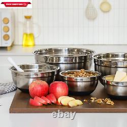 ROYDX Stainless Steel Mixing Bowl Set, 19 Piece Nesting Bowls Set with 3 Grater A