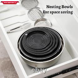 ROYDX Stainless Steel Mixing Bowl Set, 19 Piece Nesting Bowls Set with 3 Grater A