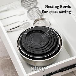 ROYDX Stainless Steel Mixing Bowl Set, 19 Piece Nesting Bowls Set with 3 Grater A