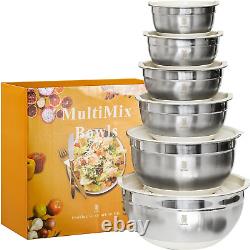 ROYDX Stainless Steel Mixing Bowl Set, 19 Piece Nesting Bowls Set with 3 Grater A