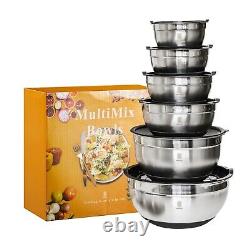 ROYDX Stainless Steel Mixing Bowls With BPA Free Airtight Lids &3 Grater Atta